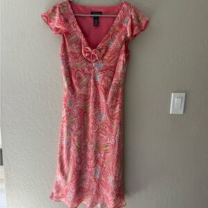 Jones New York Signature Silk Paisley Dress Pink Size 8